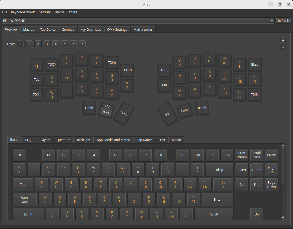 Programmable keyboard layers